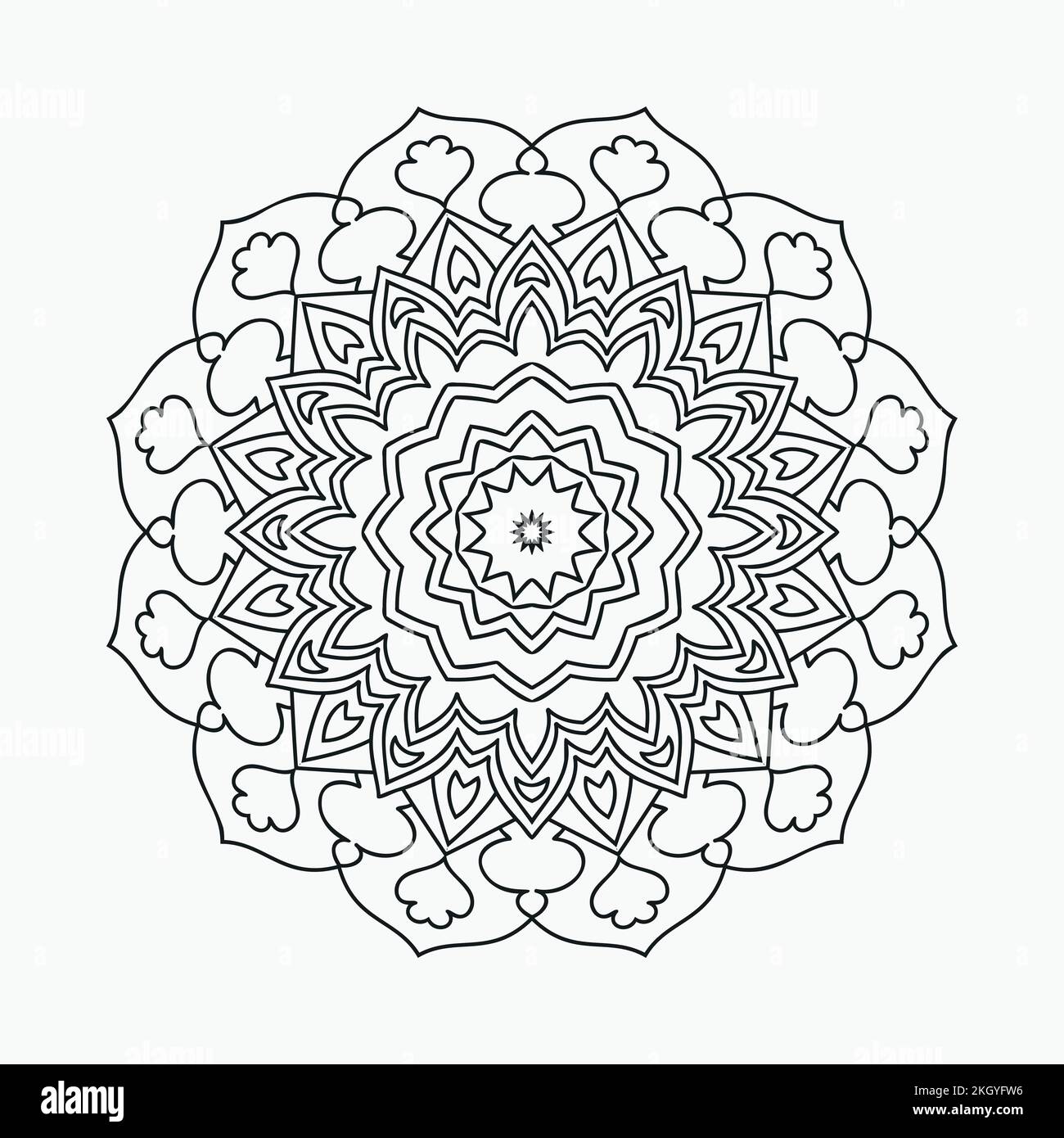 Doodle mandala on a white background. Mandala pattern in Arabian style. Floral mandala line art illustration. Decoration mandala design in Arabic styl Stock Vector