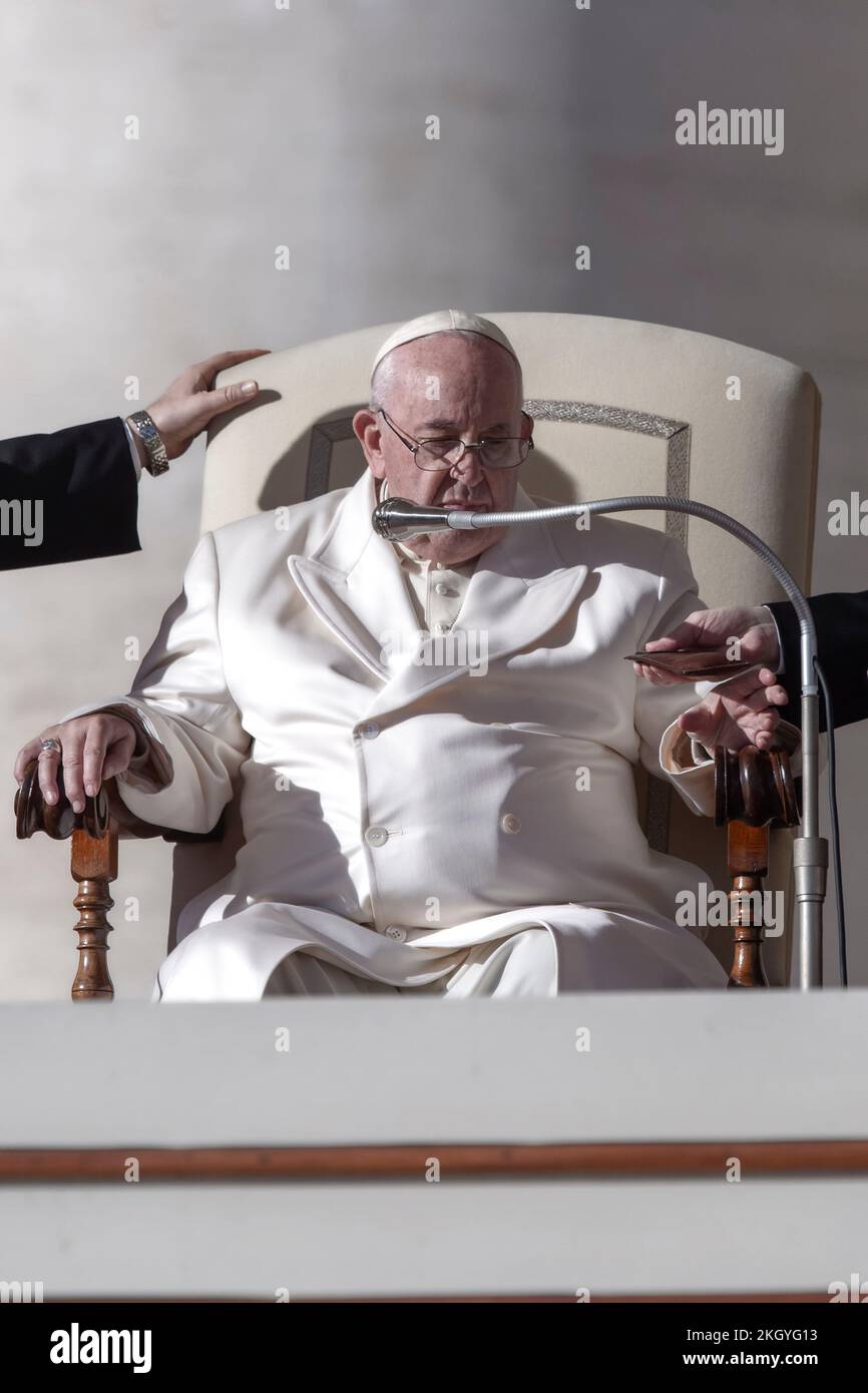 Vatican City, Vatican, 23 November 2022. Pope Francis during his weekly general audience in St. Peter's Square.  Maria Grazia Picciarella/Alamy Live News Stock Photo