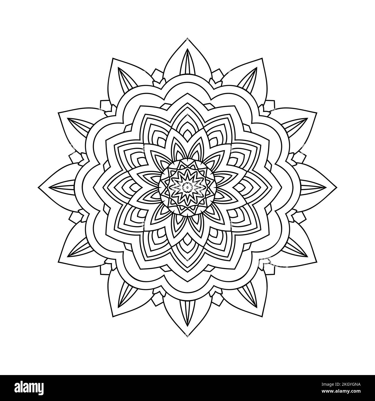 Mandala ornament decoration pattern vector. Black and white mandala coloring pages. Kids coloring page. Circular mandala line art decoration. Arabic s Stock Vector