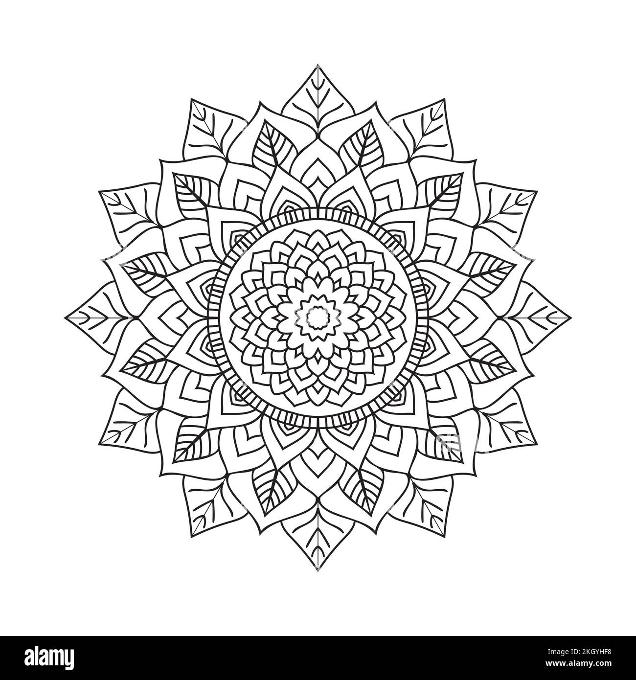 Indian style mandala line art decoration. Kids coloring page. Decoration mandala ornament line art vector. Circular mandala ornament pattern vector. T Stock Vector