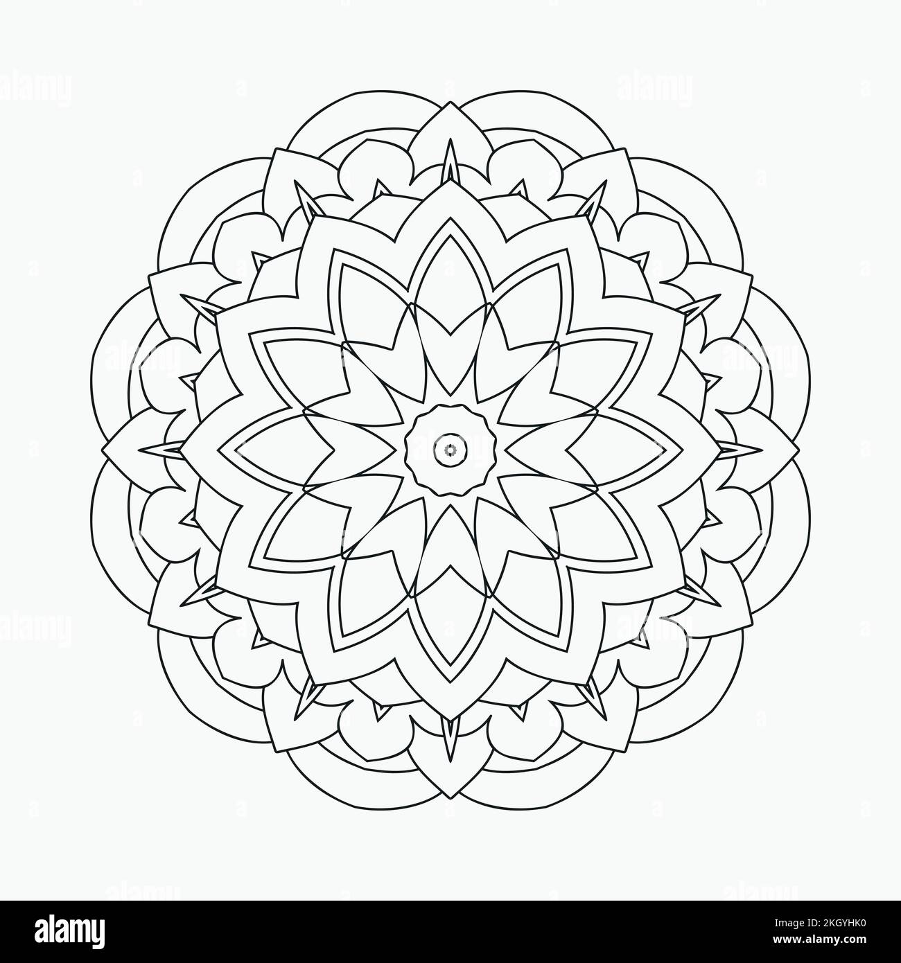 Decorative mandala pattern in Indian style. Kids coloring page. Doodle mandala on a white background. Traditional Indian mandala for coloring pages. C Stock Vector