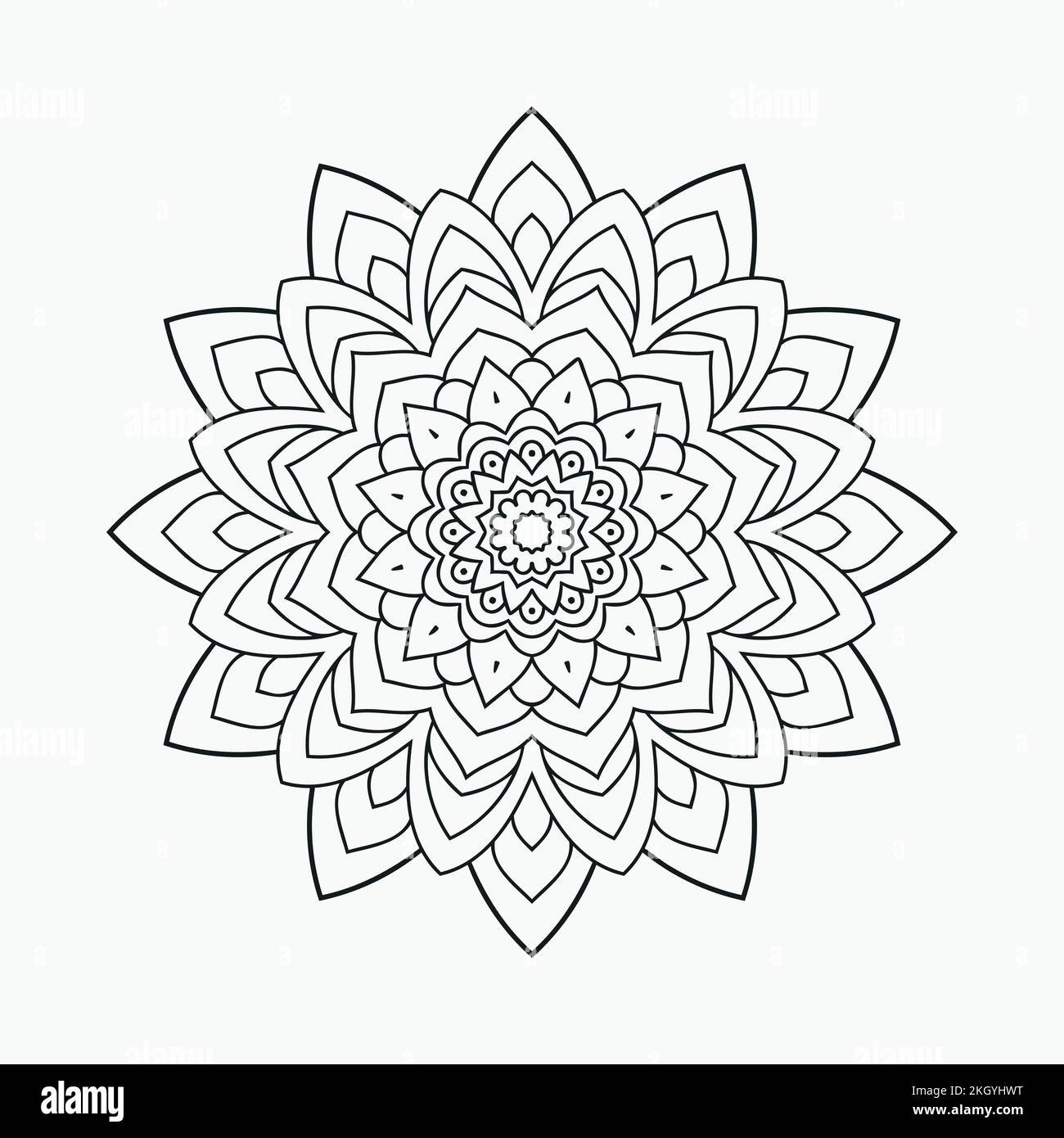 Mandala decoration element line art vector. Kids coloring page design. Indian style mandala ornament vector. Doodle mandala line art design for kids c Stock Vector