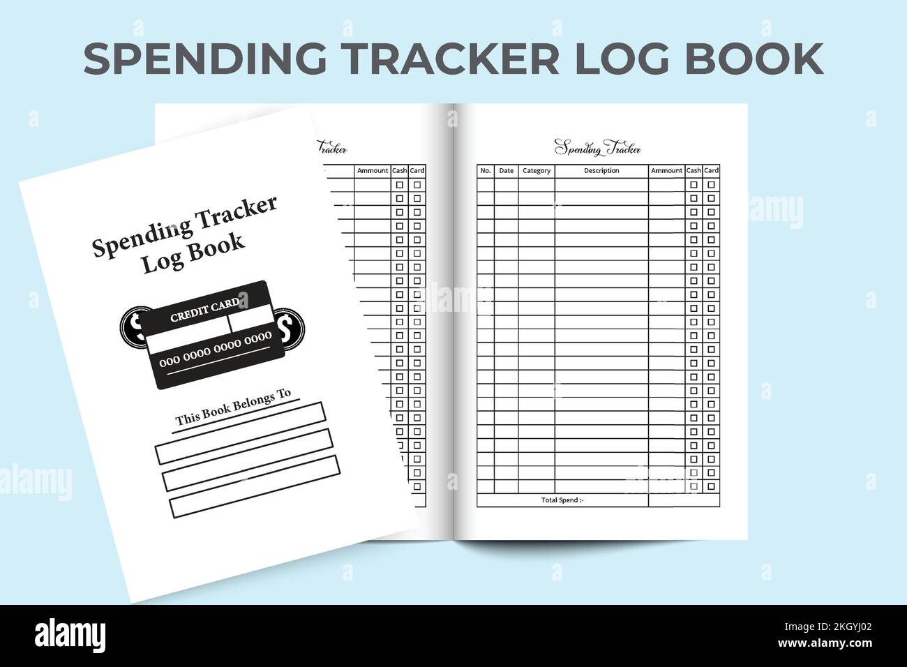 Spending tracker logbook KDP interior. Money spent checker notebook and ...