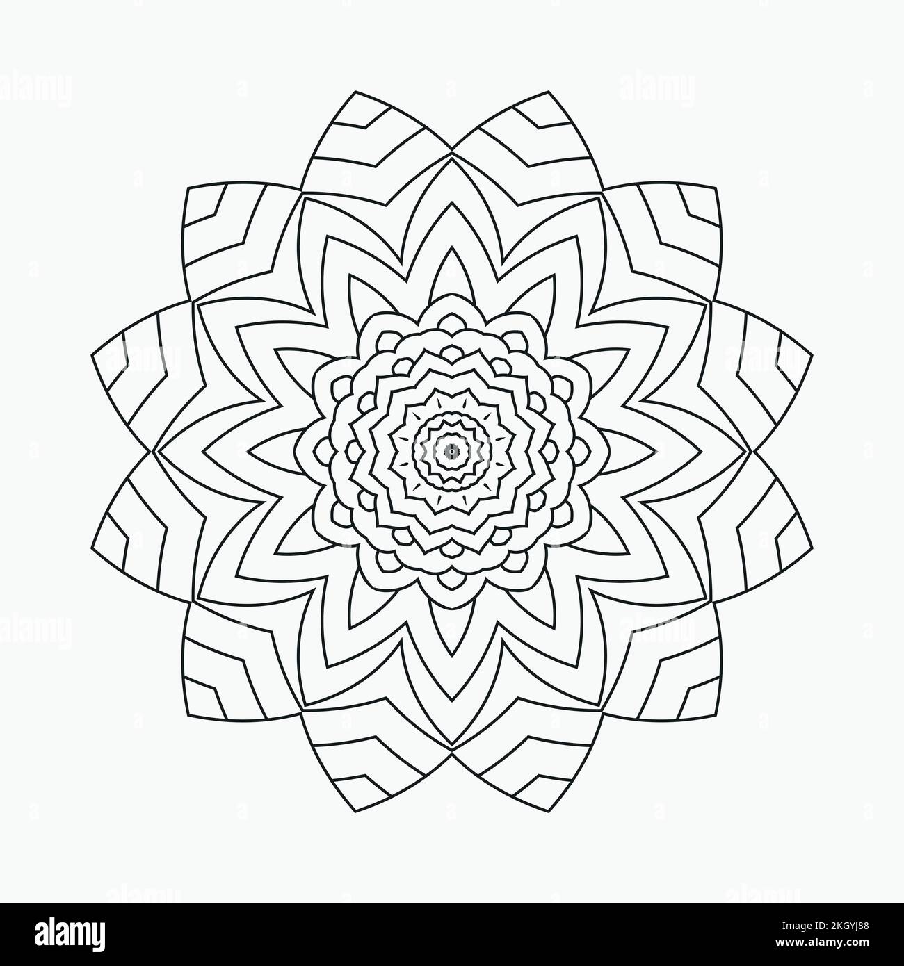 Decoration mandala line art vector. Black and white Indian mandala pattern for coloring pages. Flower Mandala design in Indian style. Circular mandala Stock Vector