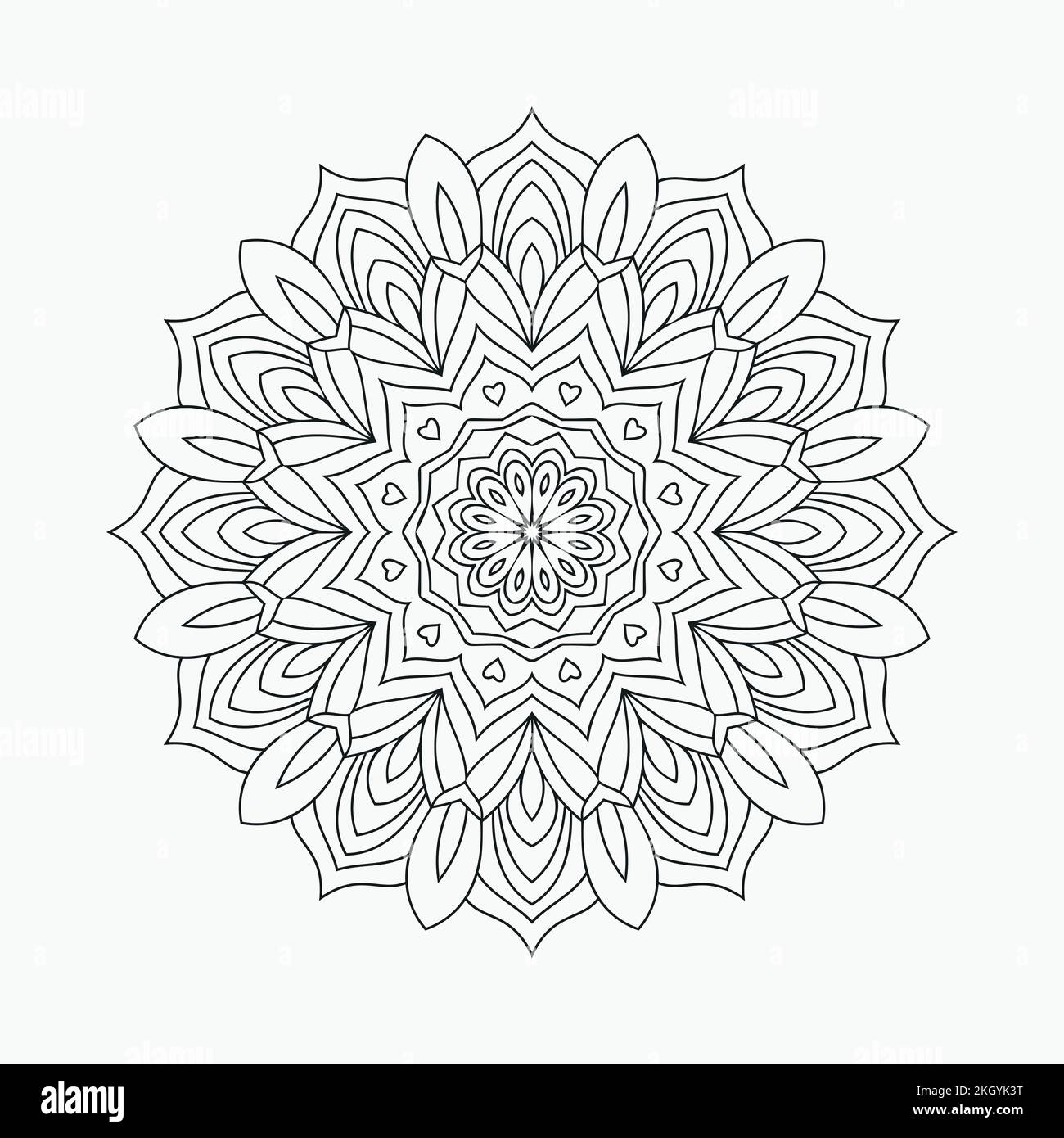 Mandala ornament line art vector for kids coloring pages. Arabic style mandala pattern design. Coloring page for kids. Traditional Arabian mandala lin Stock Vector