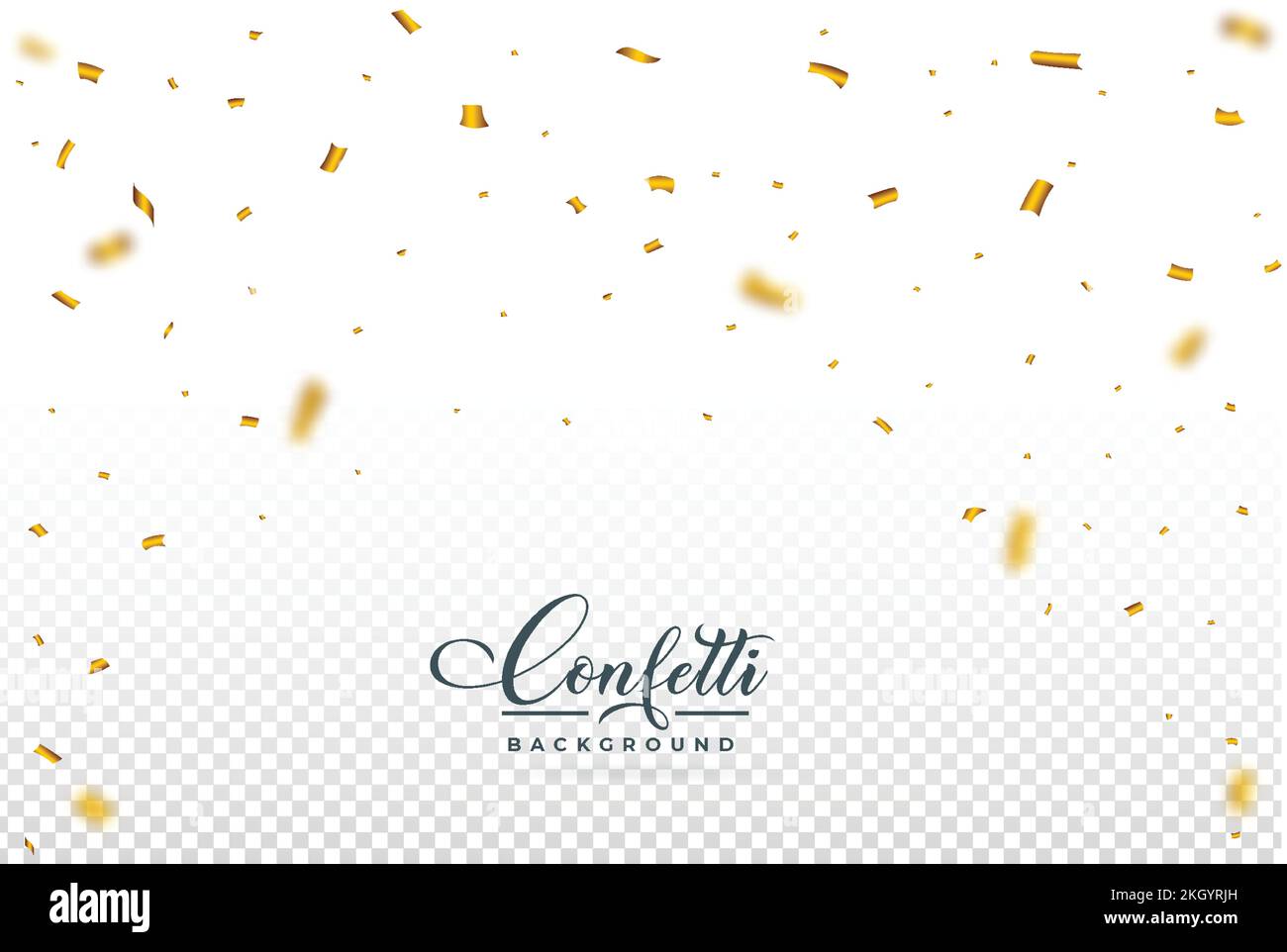 Golden confetti falling isolated on transparent background. Golden