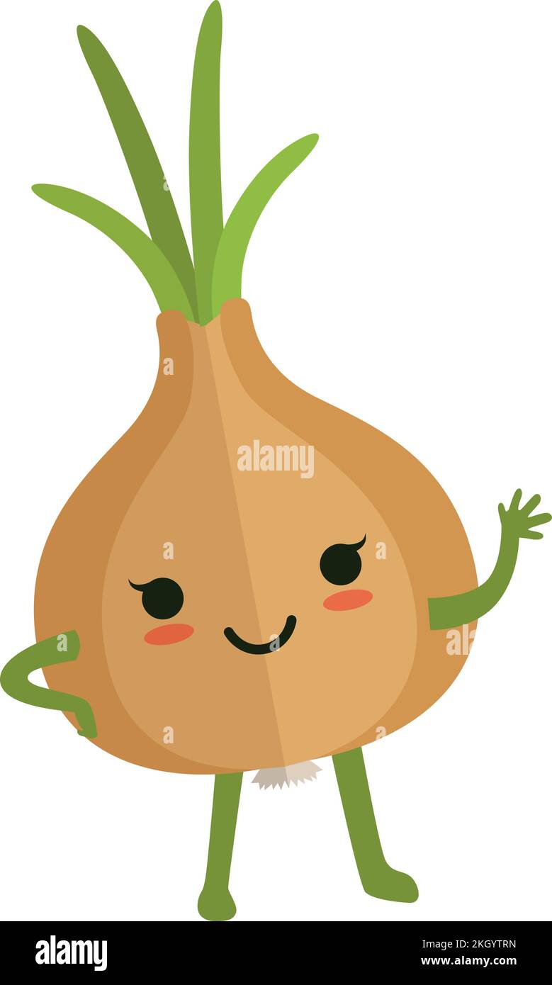 Cute onion character. Funny vegetable waving hand Stock Vector Image