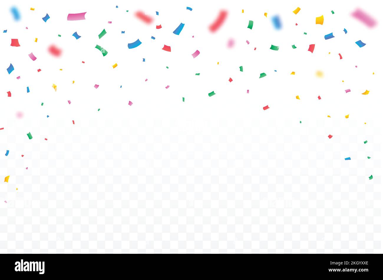 Colorful confetti falling isolated on transparent background. Festival