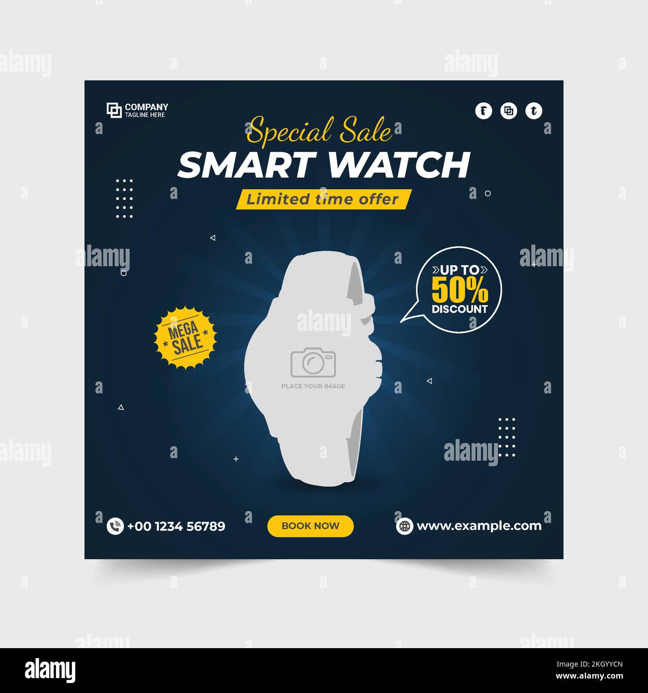 Smartwatch product post. Watch social media template. Smartwatch special sale offer banner. Clock business mega sale offer template. Wristwatch sale b Stock Vector Image Art Alamy