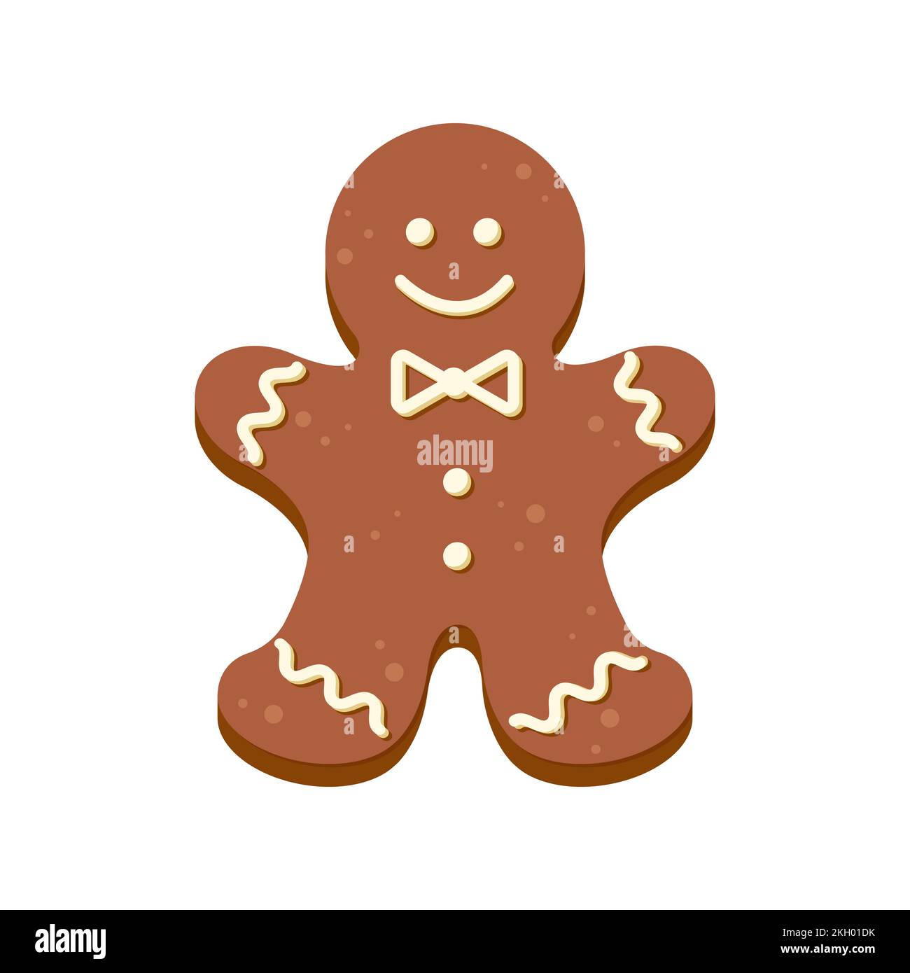 Christmas cookie. Gingerbread man. Vector illustration in flat cartoon style isolated on white background. Stock Vector