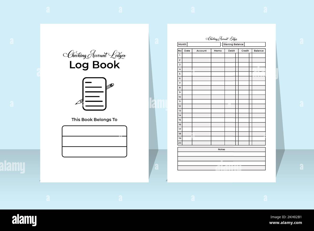 Checking account ledger log book KDP interior Bank account information Checking account ledger log book KDP interior Bank account information