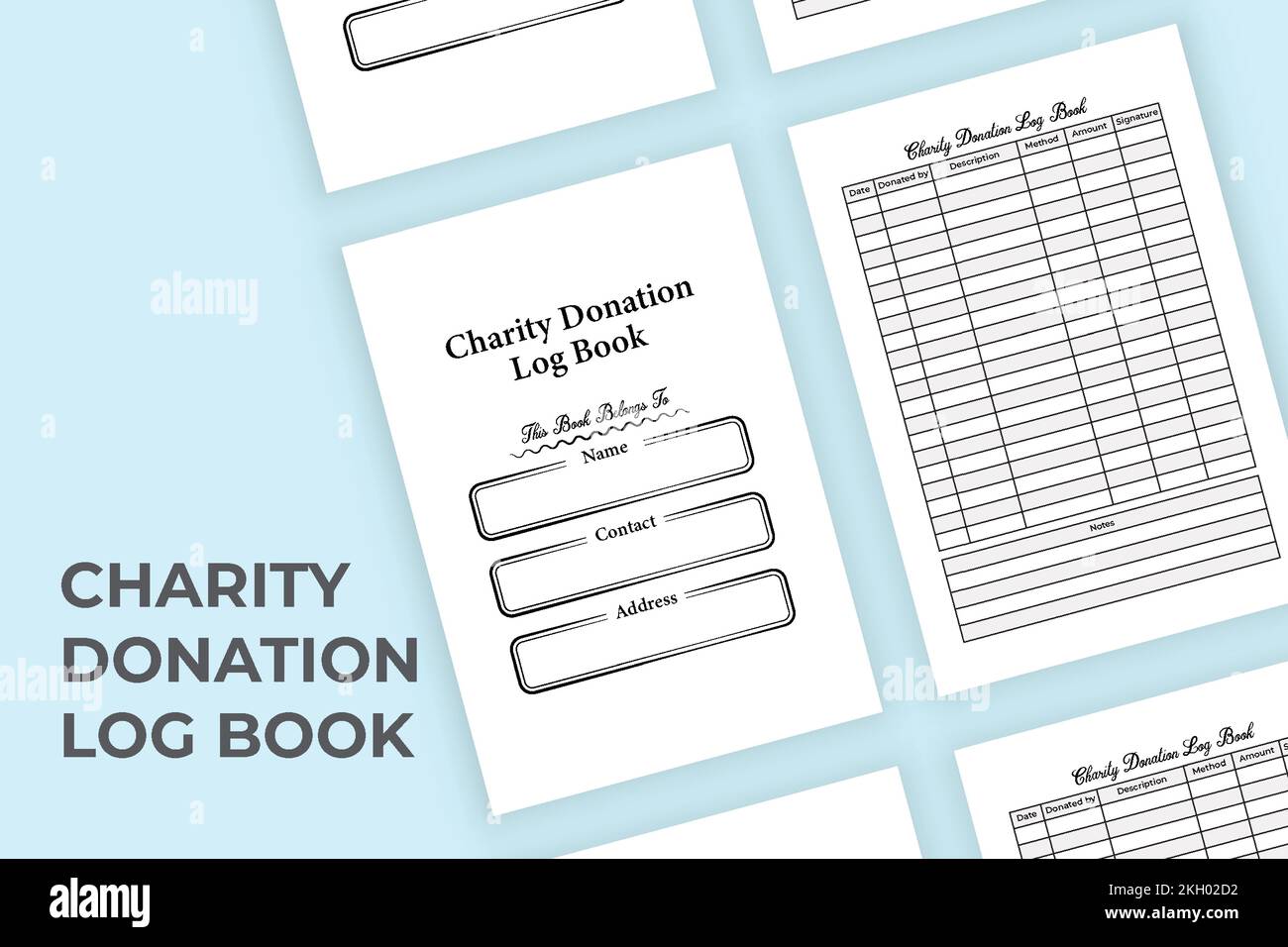 Charity information KDP interior journal. Donation data and amount