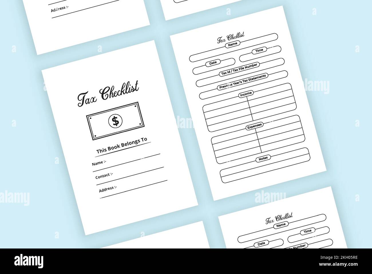 Tax checklist KDP interior notebook. Employee tax information checker