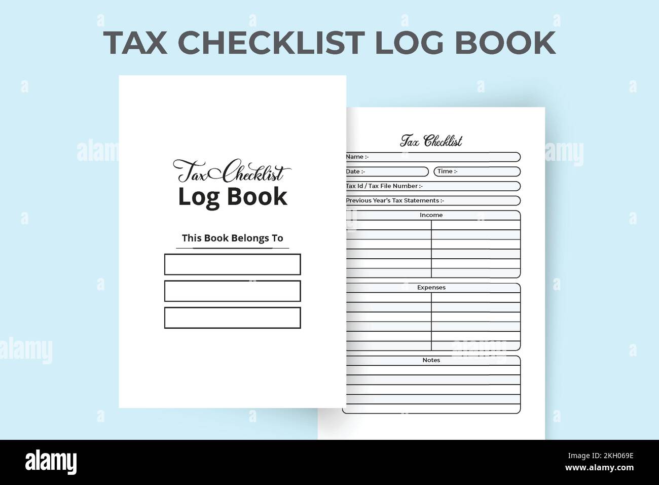 Tax checklist log book KDP interior. Business tax information tracker