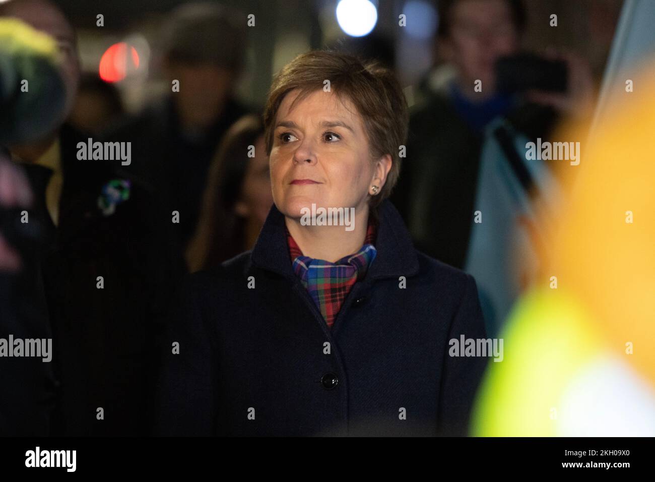 Edinburgh, Scotland, UK. 23rd Nov, 2022. PICTURED: Nicola Sturgeon MSP, Scottish First Minister and Leader of the Scottish National Party (SNP) leads a pro-independence rally outside of the Scottish Parliament on the day that the Supreme Court in London made a ruling against the Scottish Parliament being able to trigger a second independence referendum. Credit: Colin D Fisher Credit: Colin Fisher/Alamy Live News Stock Photo