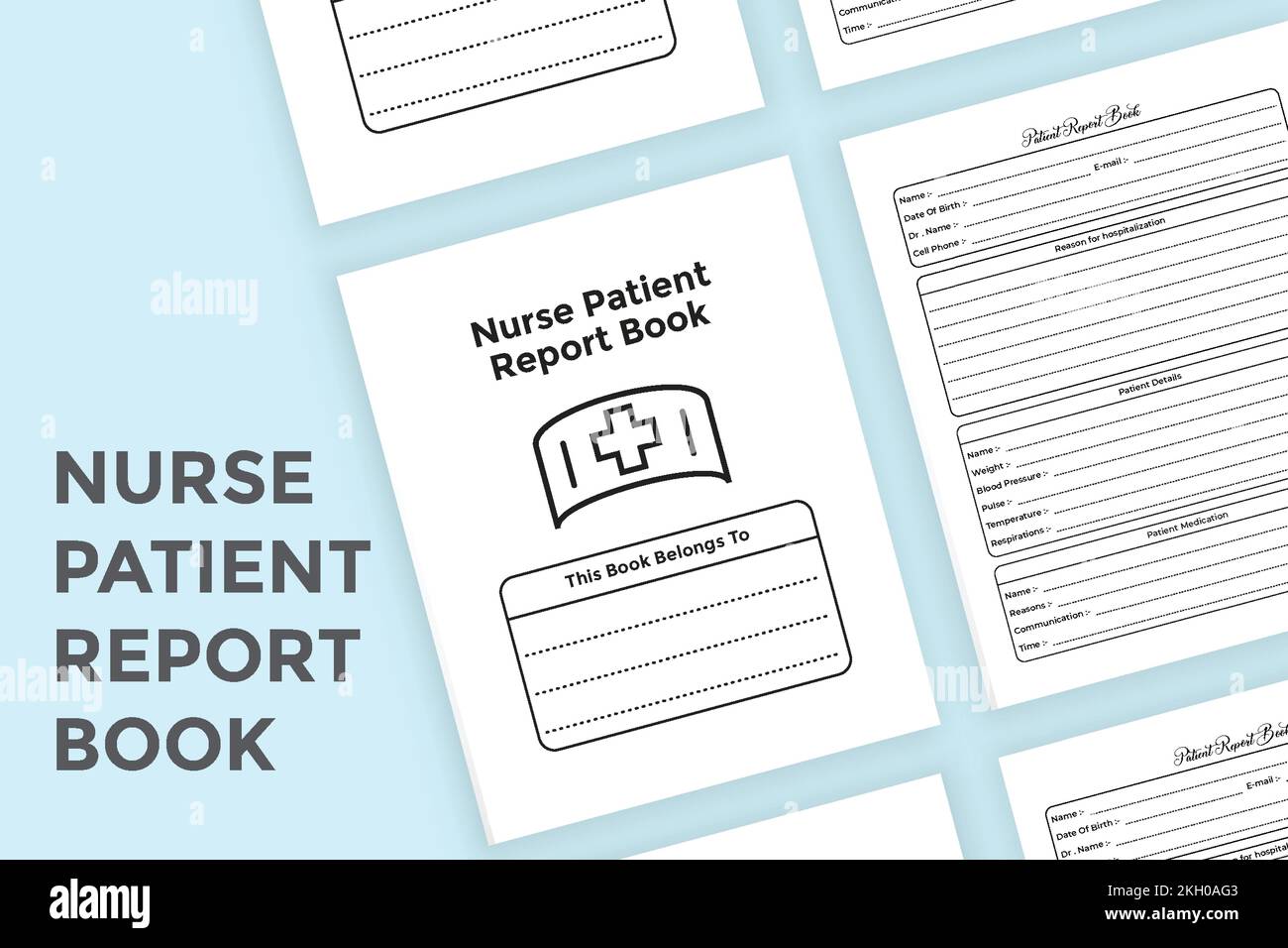KDP interior nurse report logbook. Patient daily health report tracker