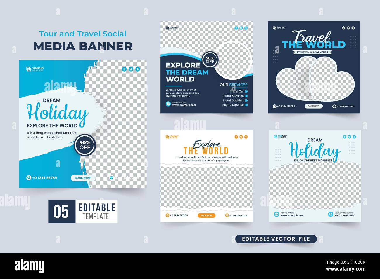 Travel agency business social media post design bundle. Tour and travel ...