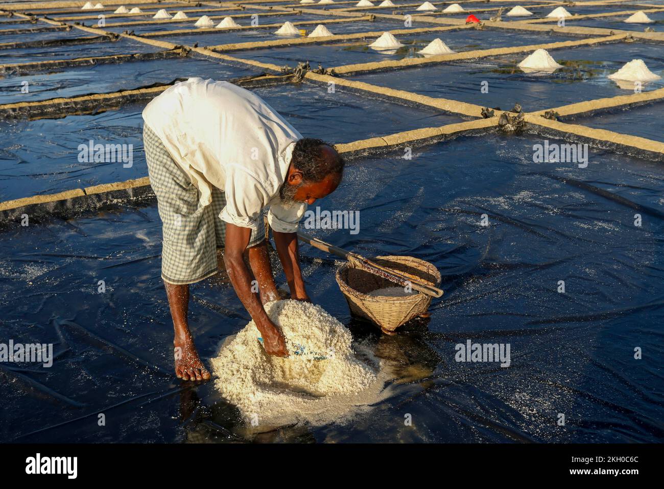 Dhaka, Dhaka, Bangladesh. 23rd Nov, 2022. Farmer works in a salt field