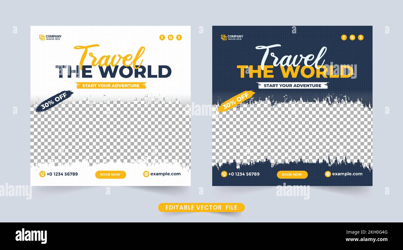 Tour and travel social media post. Travel agency advertisement banner ...