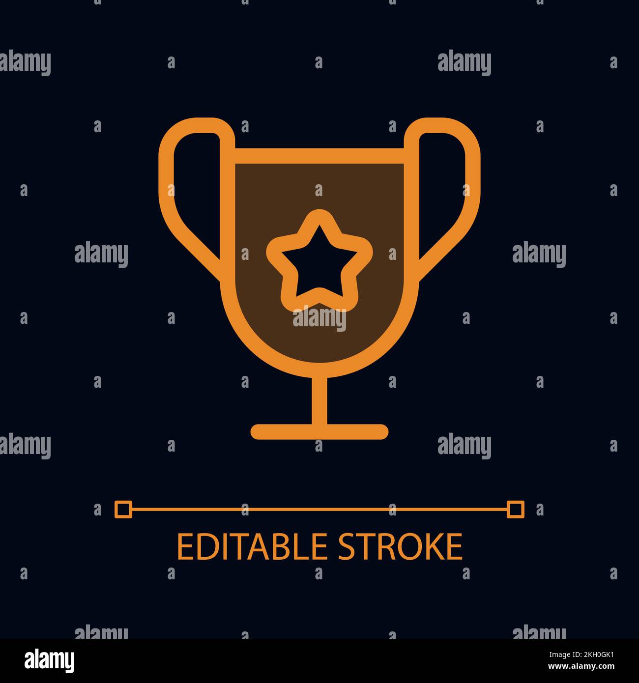 Trophy cup pixel perfect glassmorphism ui icon for dark theme Stock Vector