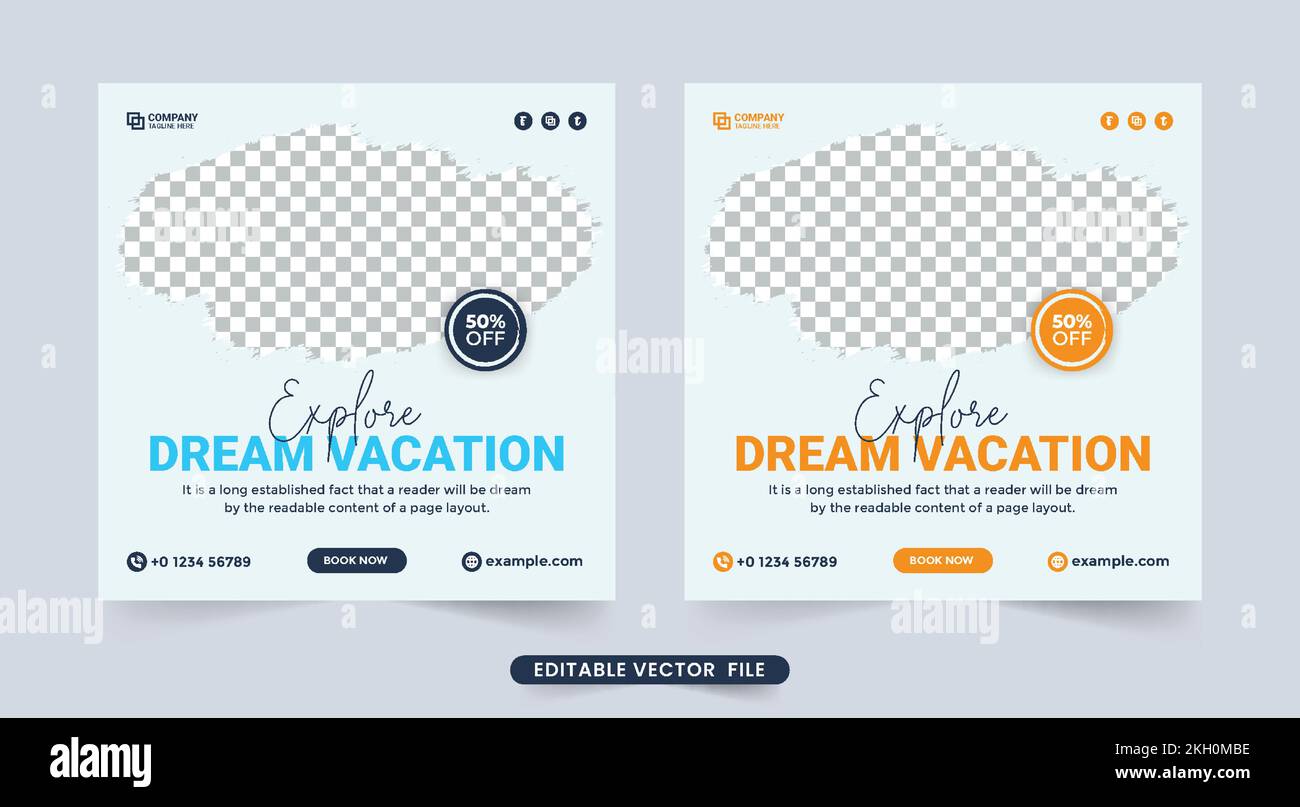 Vacation planner business flyer template. Tour and travel social media ...