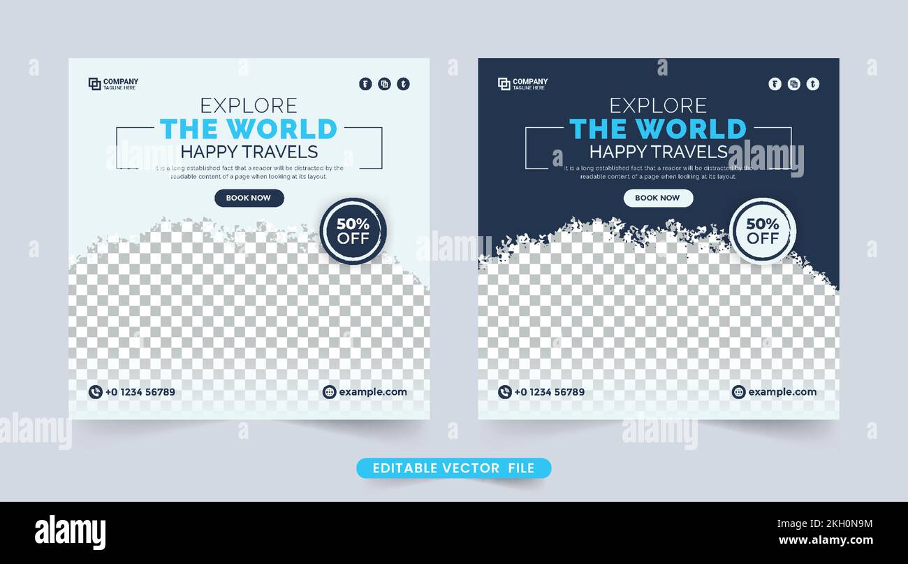 Dream vacation and tour planner agency social media banner. Holiday ...