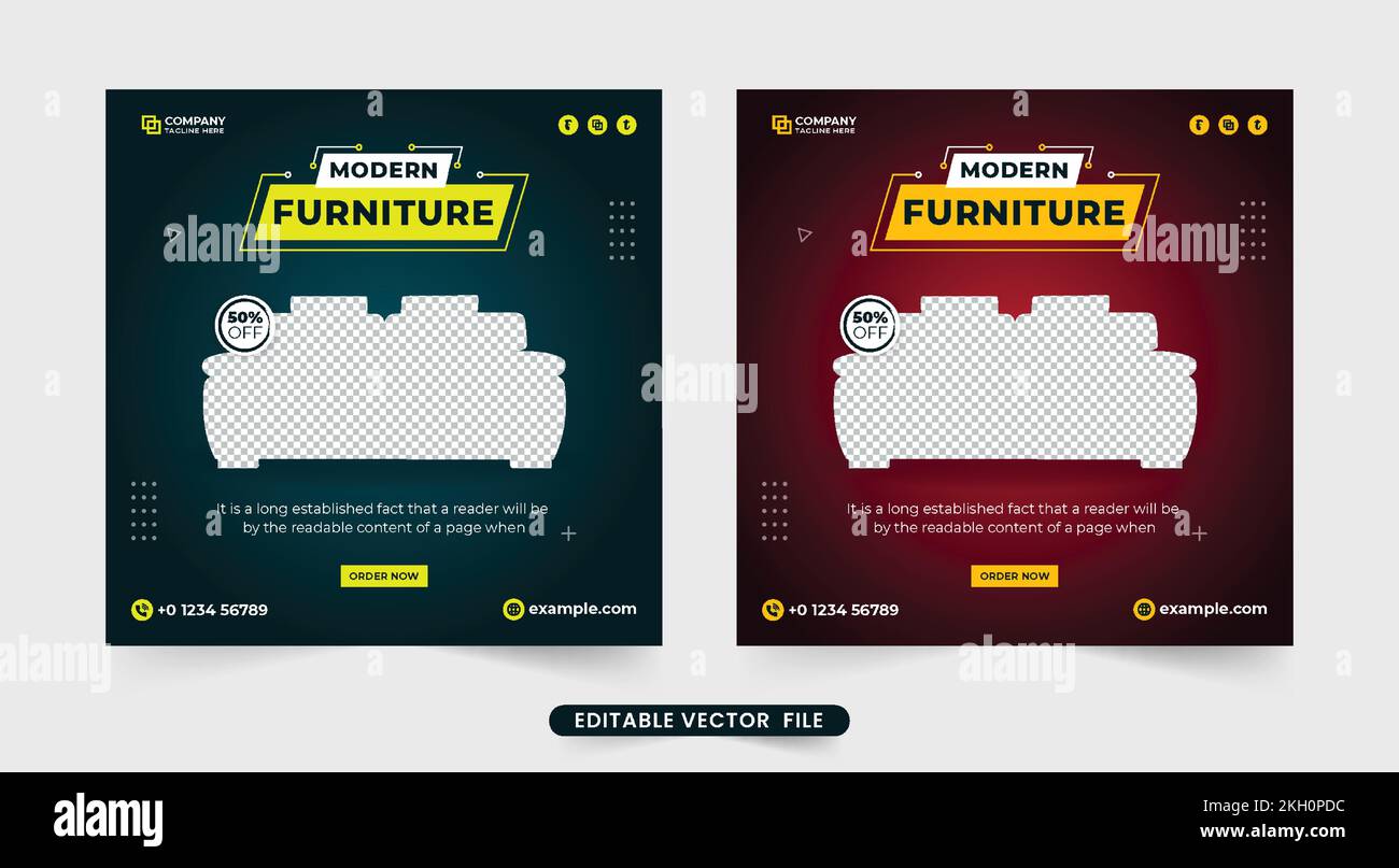 Furniture sale social media post for business. Modern furniture store