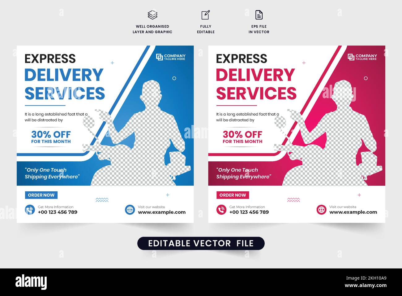 Creative express delivery service social media template design with