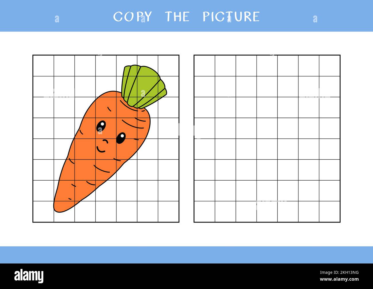 Copy the picture of cute carrot. Simple educational game for kids Stock ...