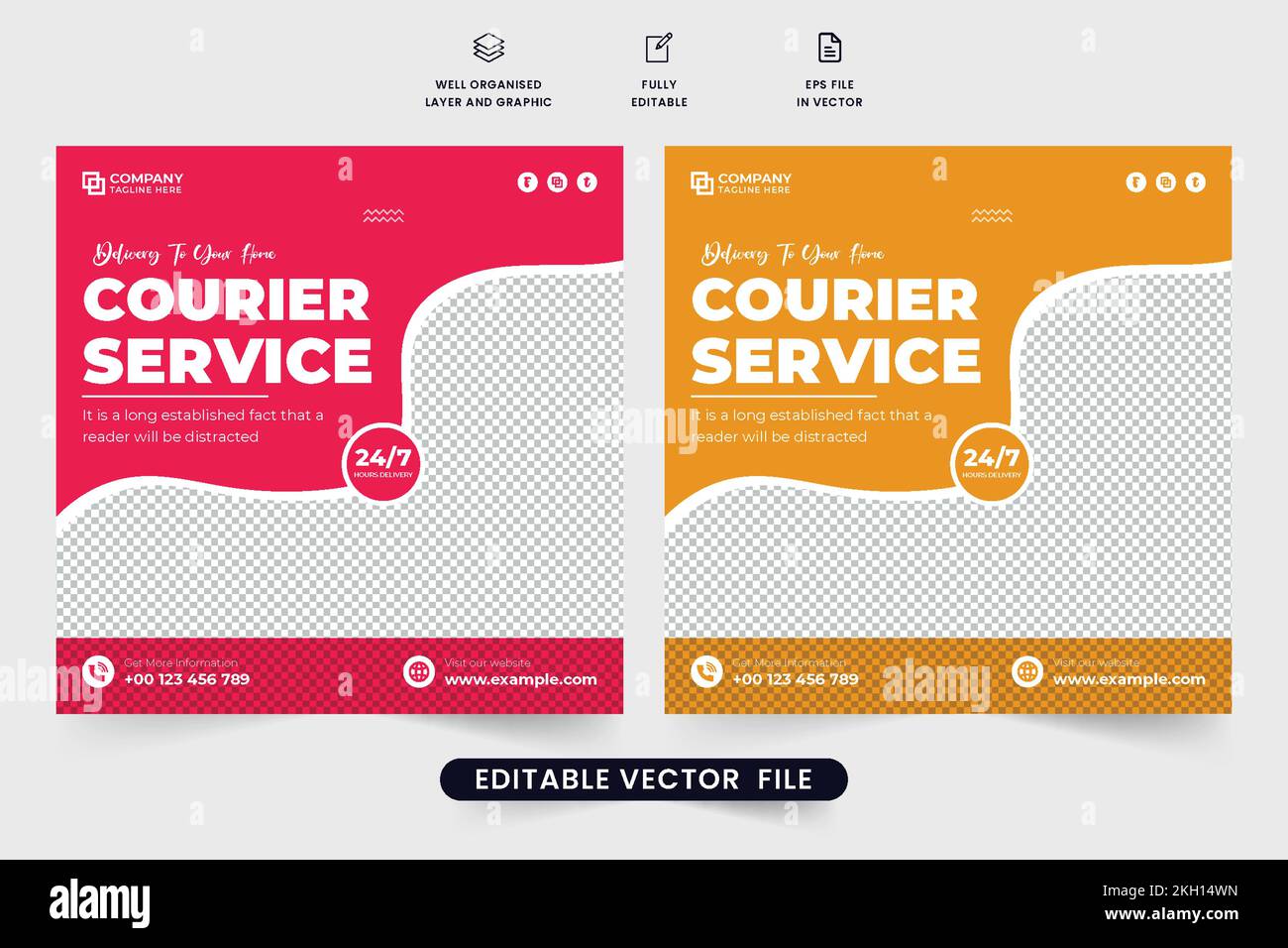 Modern courier business advertisement poster design with abstract