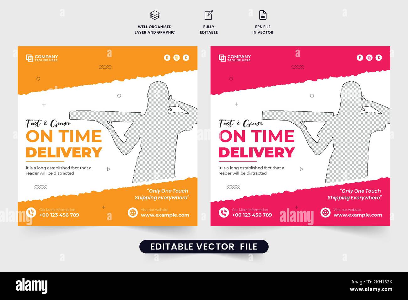 Online delivery service poster design for digital marketing. Courier