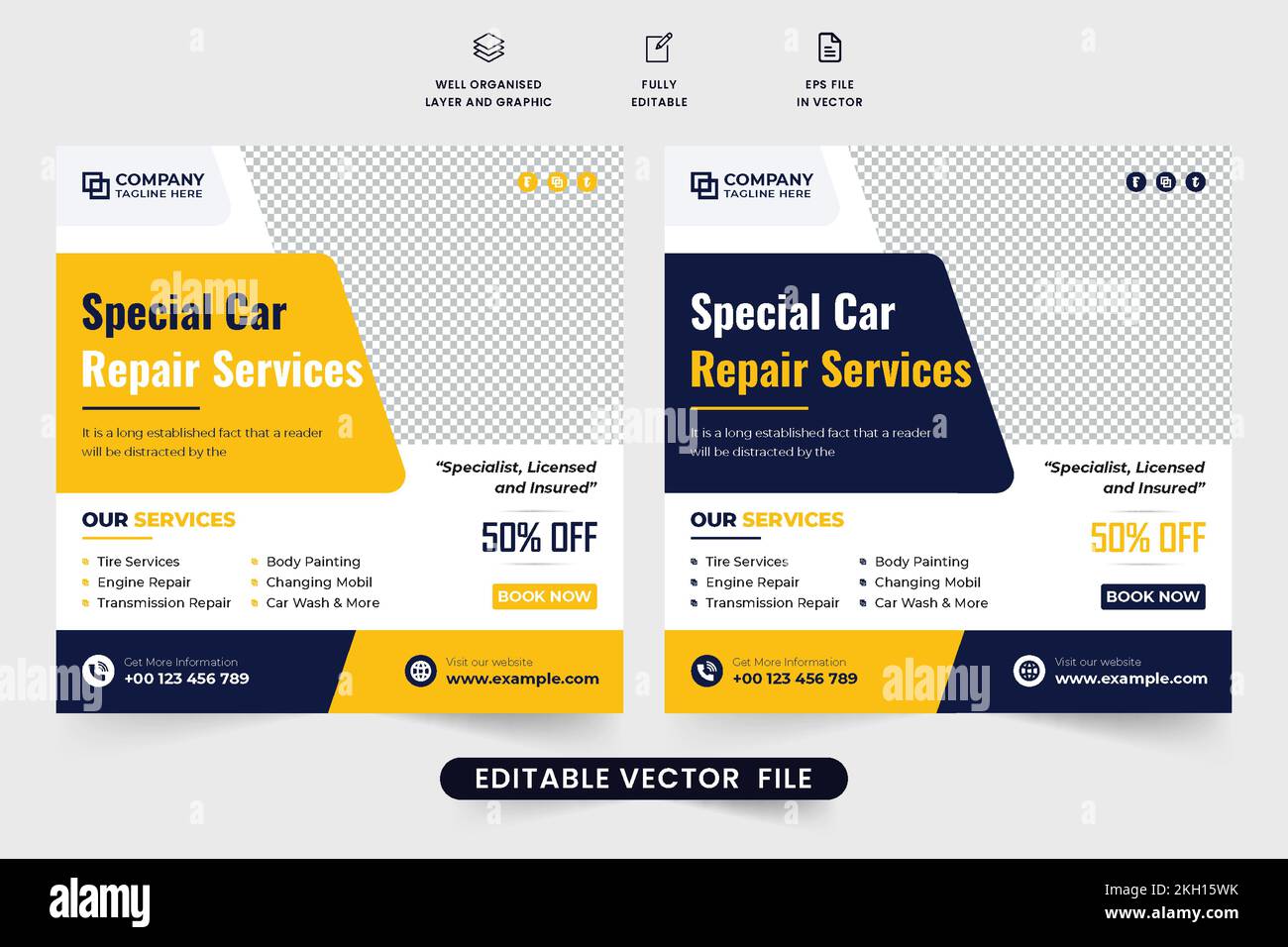 Special car repair service discount template vector with yellow and