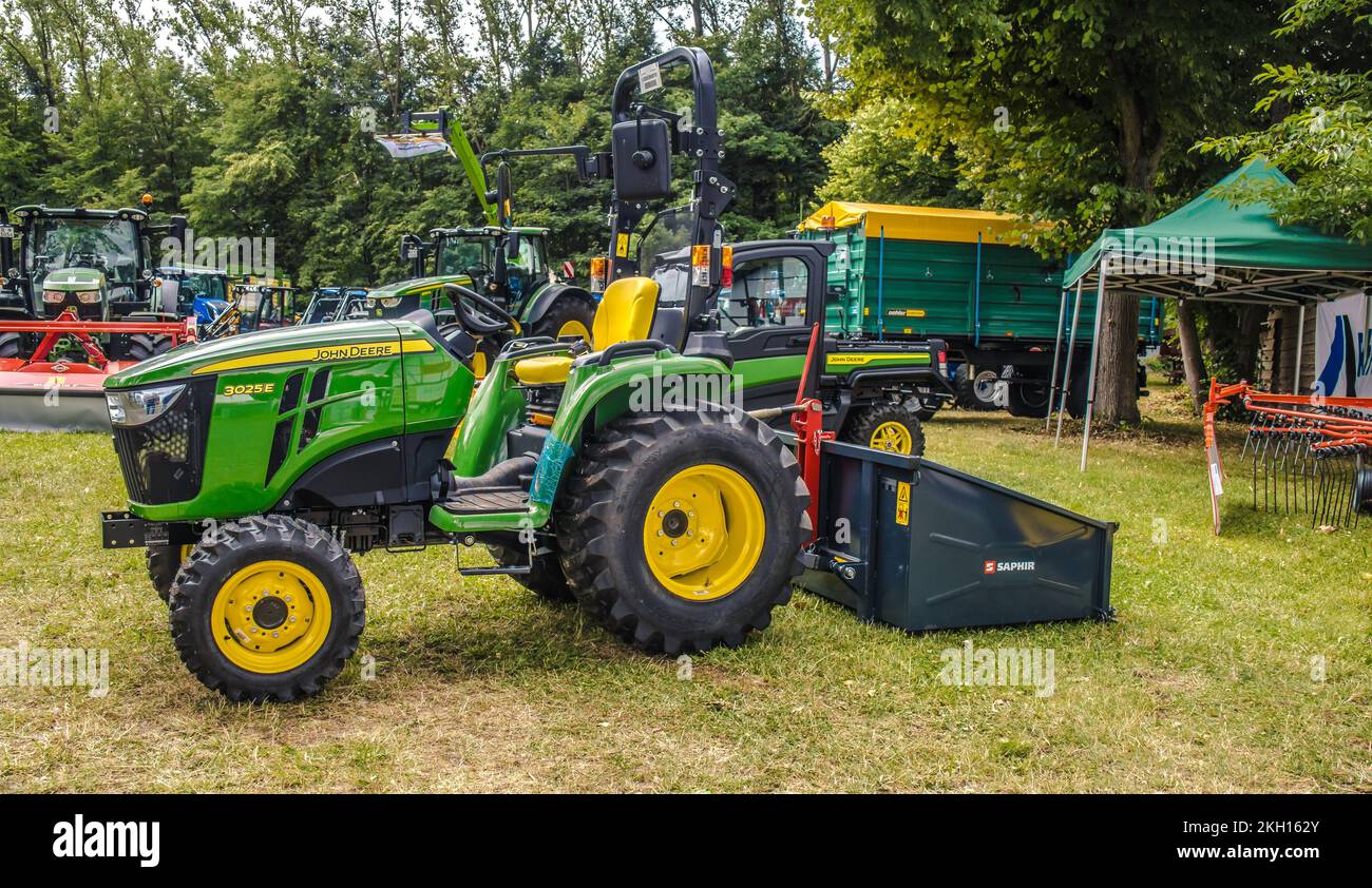 GERMANY - WETZLAR JULY 08: JOHN DEERE Tractor. John Deere is an American manufacturer of agricultural, forestry and construction machinery. Stock Photo