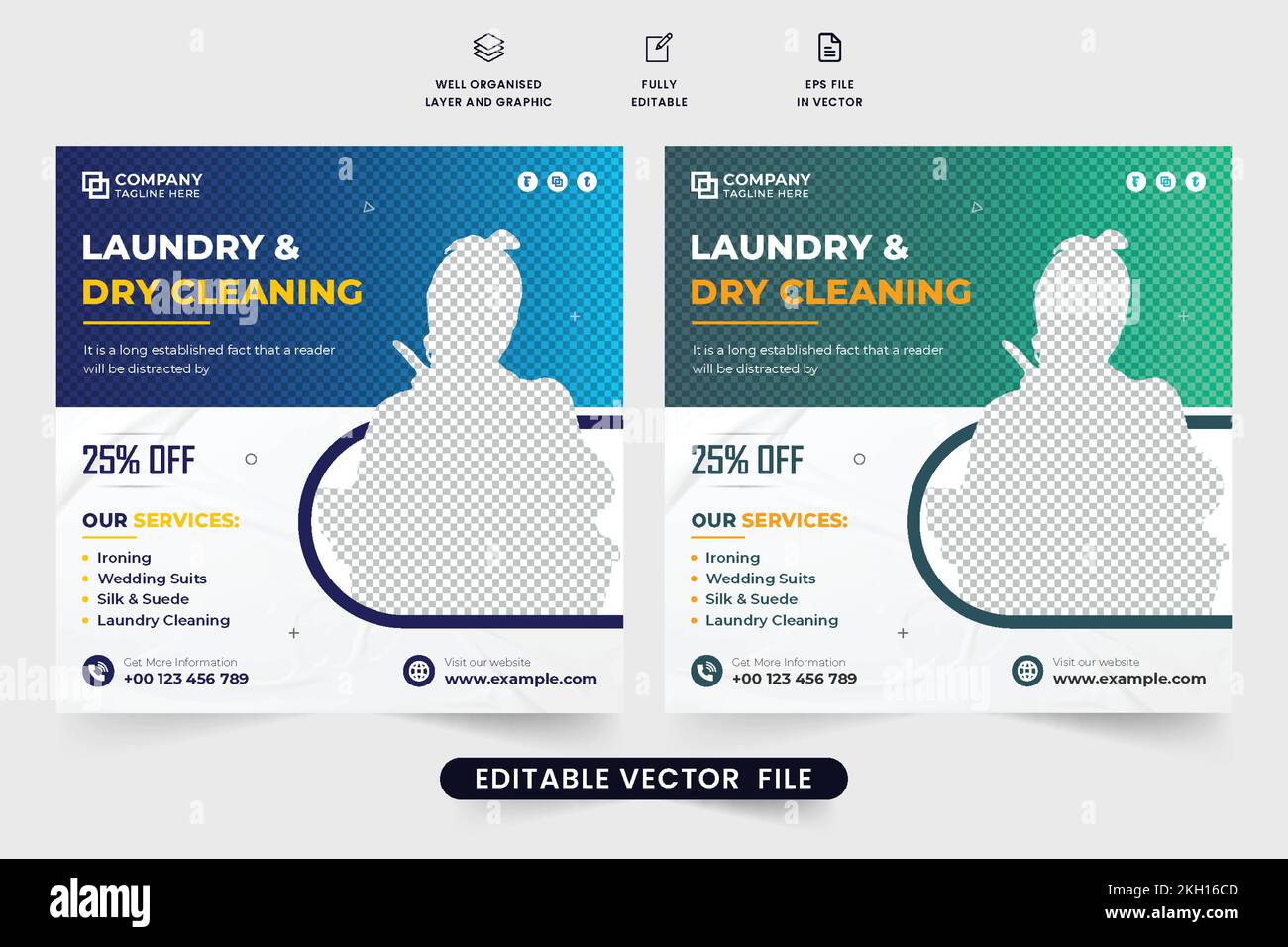 Laundry and dry cleaning business template design with yellow and dark