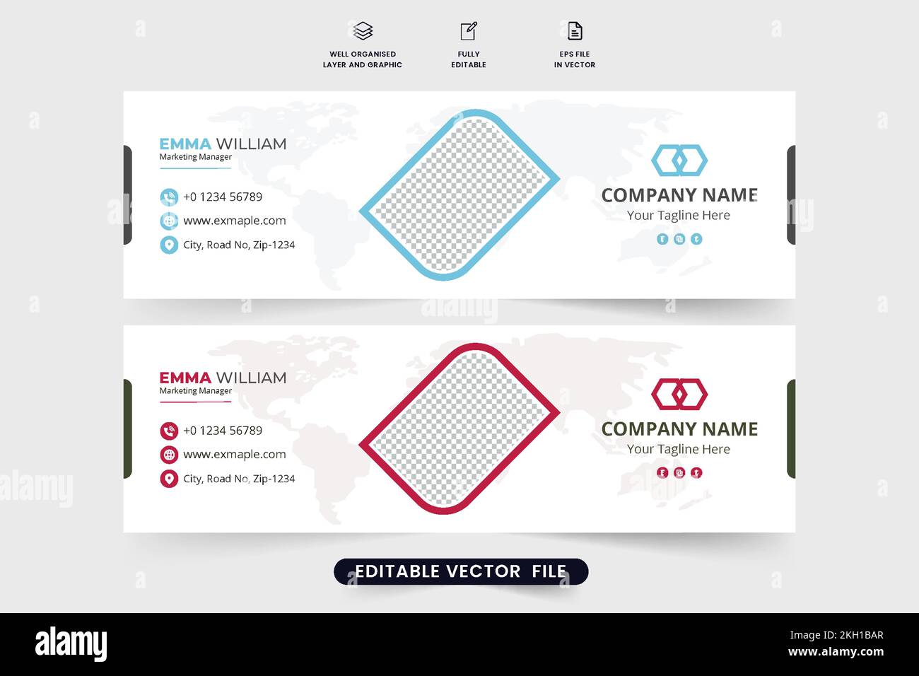 Corporate email signature layout vector for social media cover ...