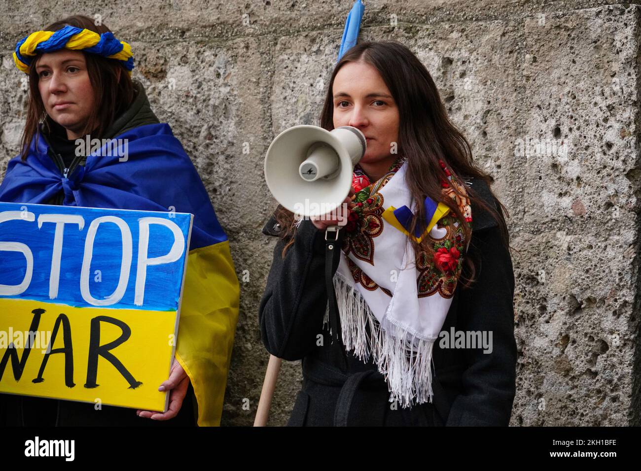Demonstration in Salzburg against the war in Ukraine organized by the Ukrainian Community. Stock Photo