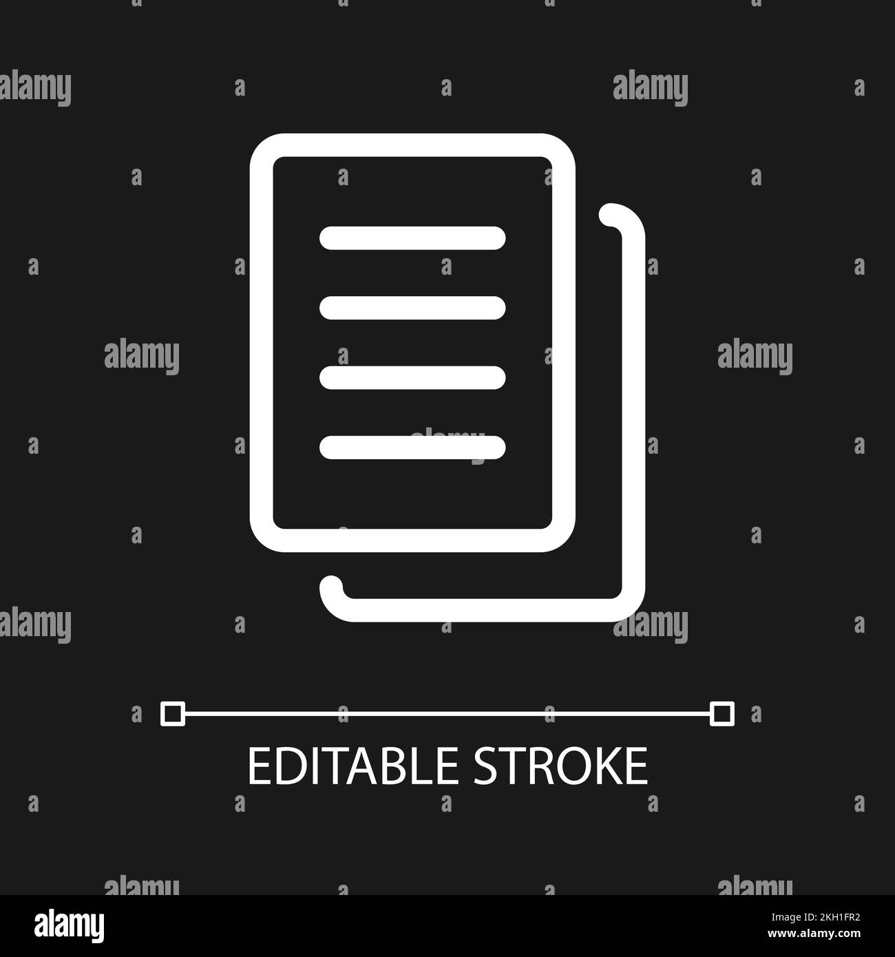 Copy pixel perfect white linear ui icon for dark theme Stock Vector
