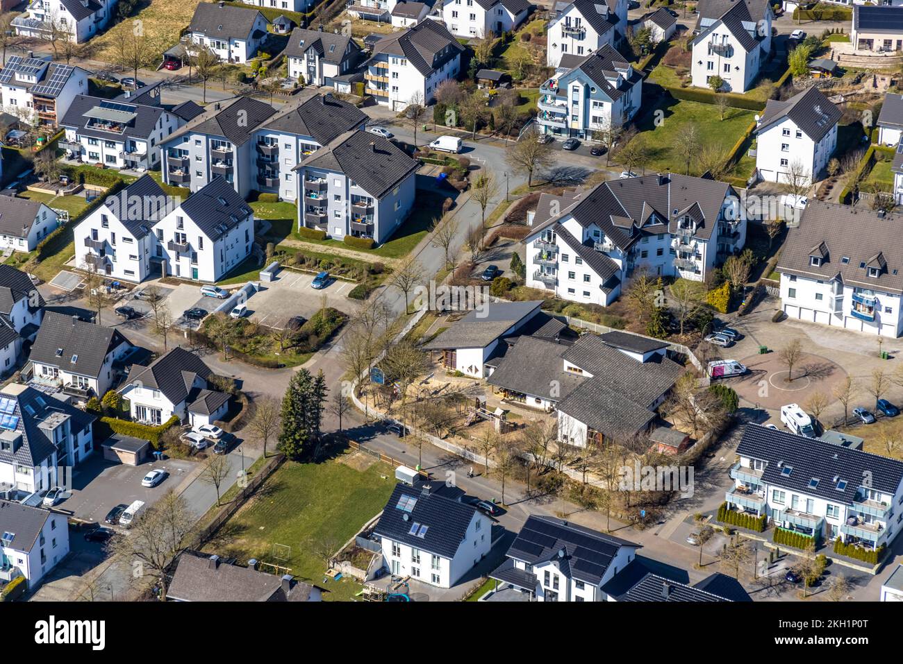 Aerial view, catholic family center and kindergarten St. Maria im ...