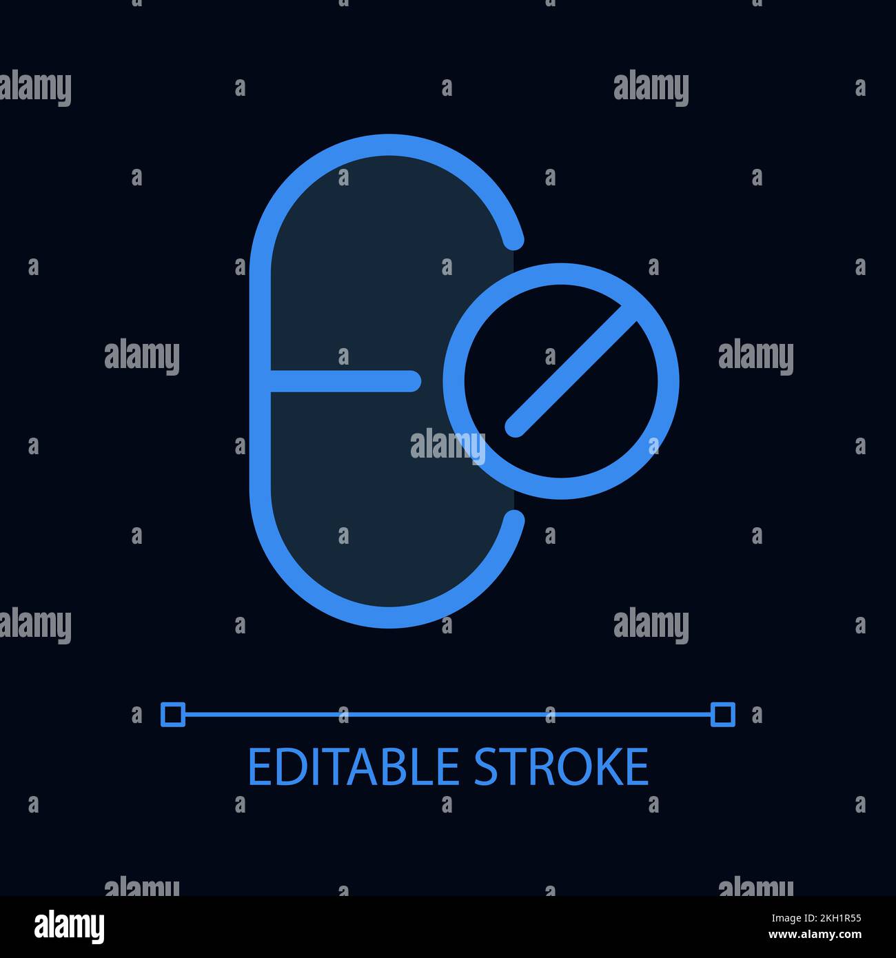 Stop taking medication pixel perfect glassmorphism ui icon for dark theme Stock Vector