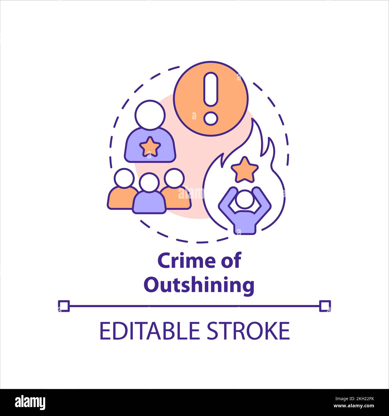 Crime of outshining concept icon Stock Vector