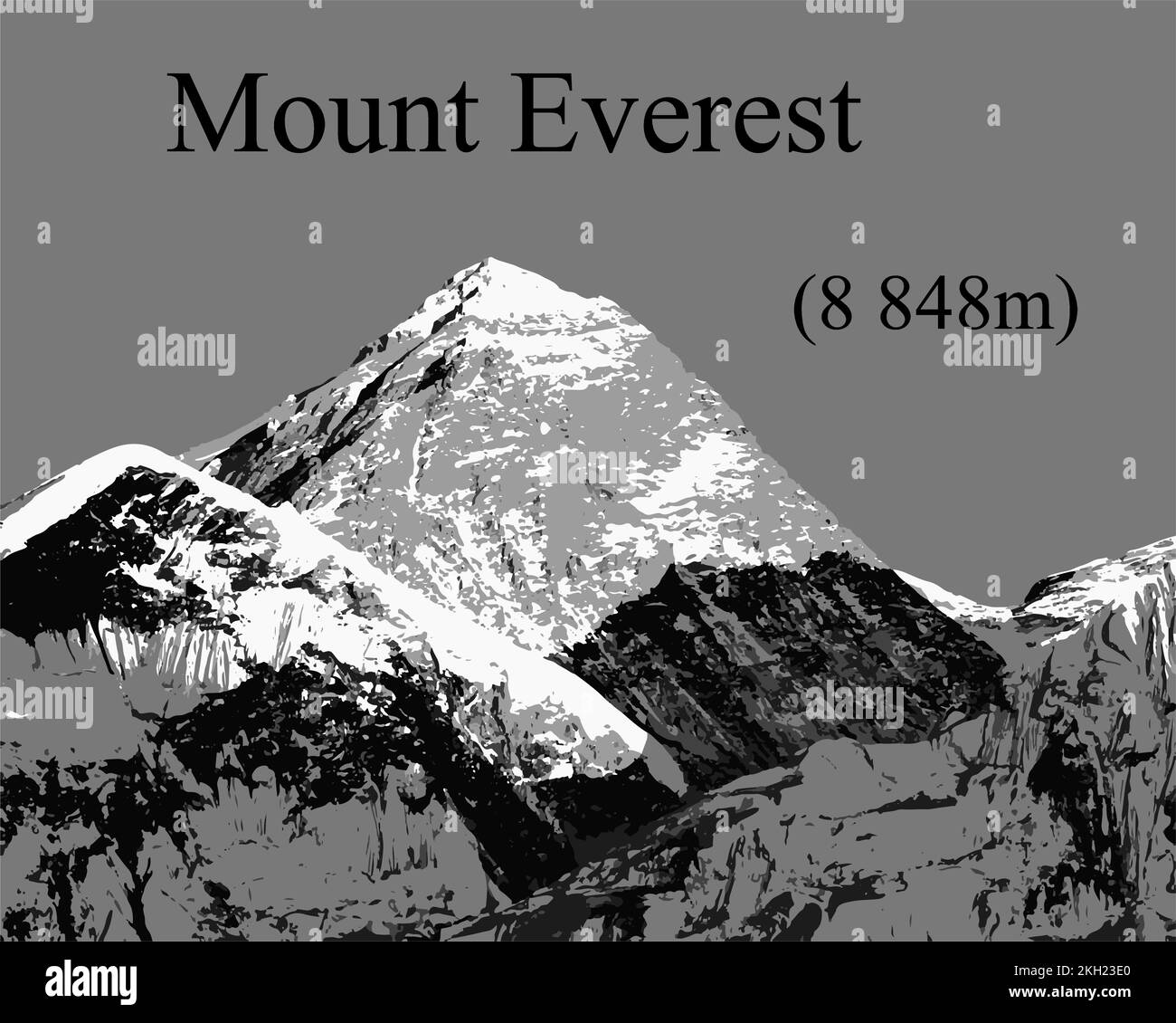 Vector illustation of Mount Everest, himalayas, Nepal Stock Vector