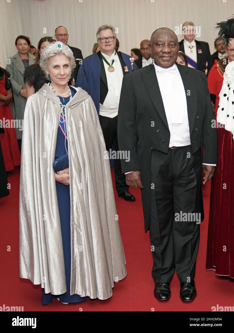 President Cyril Ramaphosa of South Africa and the Duchess of Gloucester, attend a banquet at the Guildhall in London, given by the Lord Mayor and City of London Corporation, during his state visit to the UK. Picture date: Wednesday November 23, 2022. Stock Photo