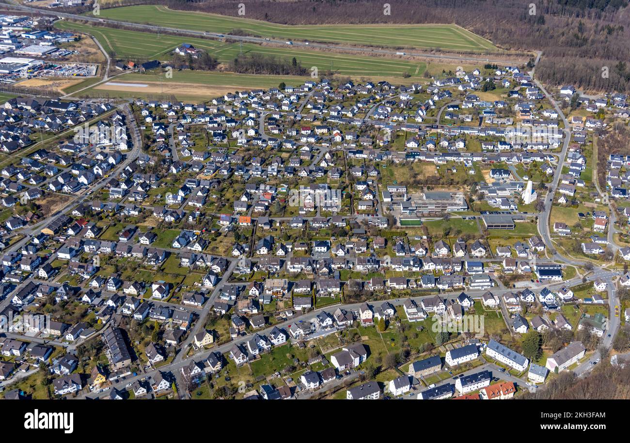 Aerial view, residential area MeschedeNord around Breslauer Straße at