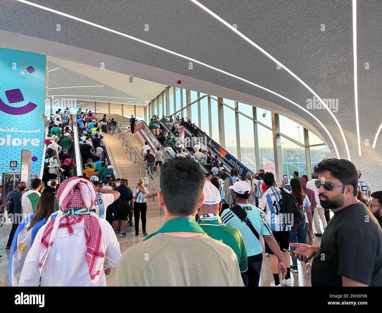 Argentina Football Fans in Lusail Metro Station Qatar Stock Photo Alamy