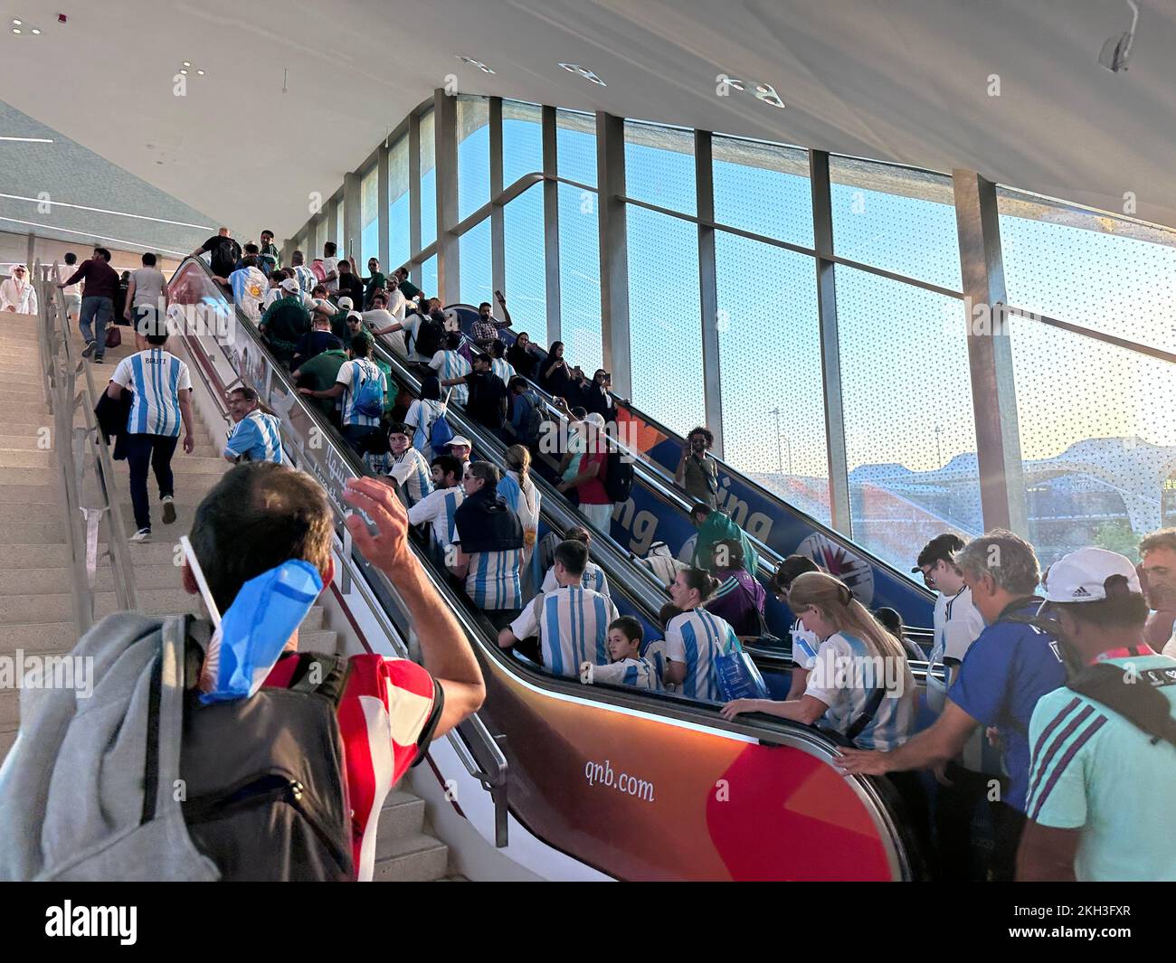 Argentina Football Fans in Lusail Metro Station Qatar Stock Photo Alamy