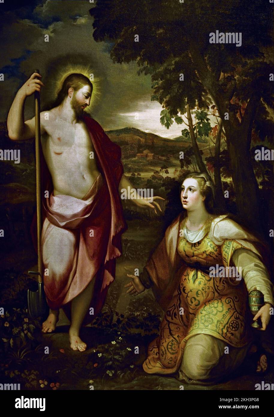 Noli me tangere Denys Calvaert (1540-1619) 16th-17th Century, Franch ,French, Painter,   Noli me tangere ,(touch me not ), Latin version of a phrase spoken, according to John 20:17, Jesus to Mary Magdalene when she recognized, him, after his, resurrection, Stock Photo