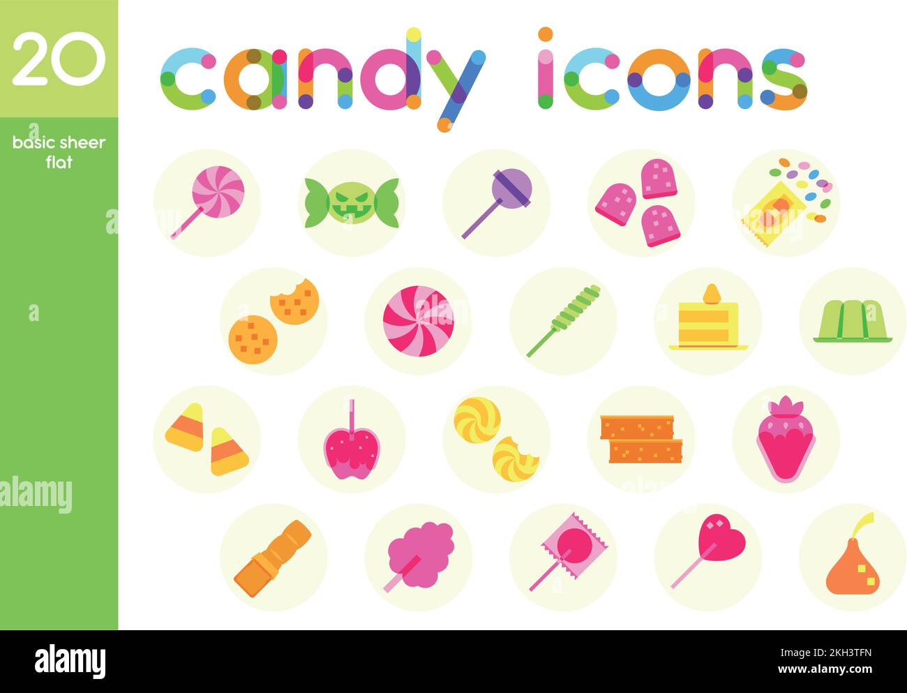 Isolated set of colored candies sheer flat icons Vector Stock Vector ...