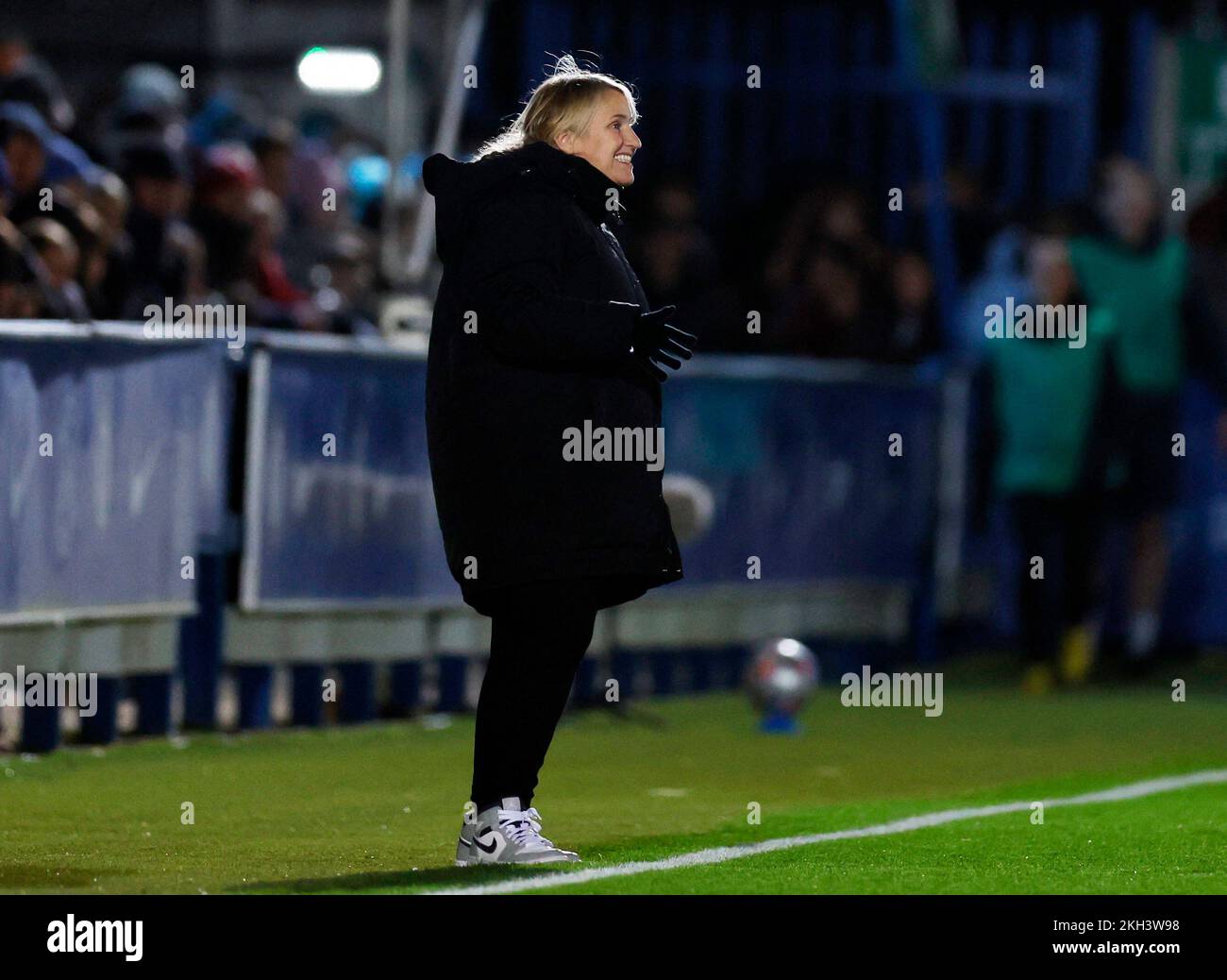Soccer Football - Women's Champions League - Group A - Chelsea v Real Madrid - Kingsmeadow, London, Britain - November 23, 2022 Chelsea manager Emma Hayes reacts REUTERS/Andrew Couldridge Stock Photo