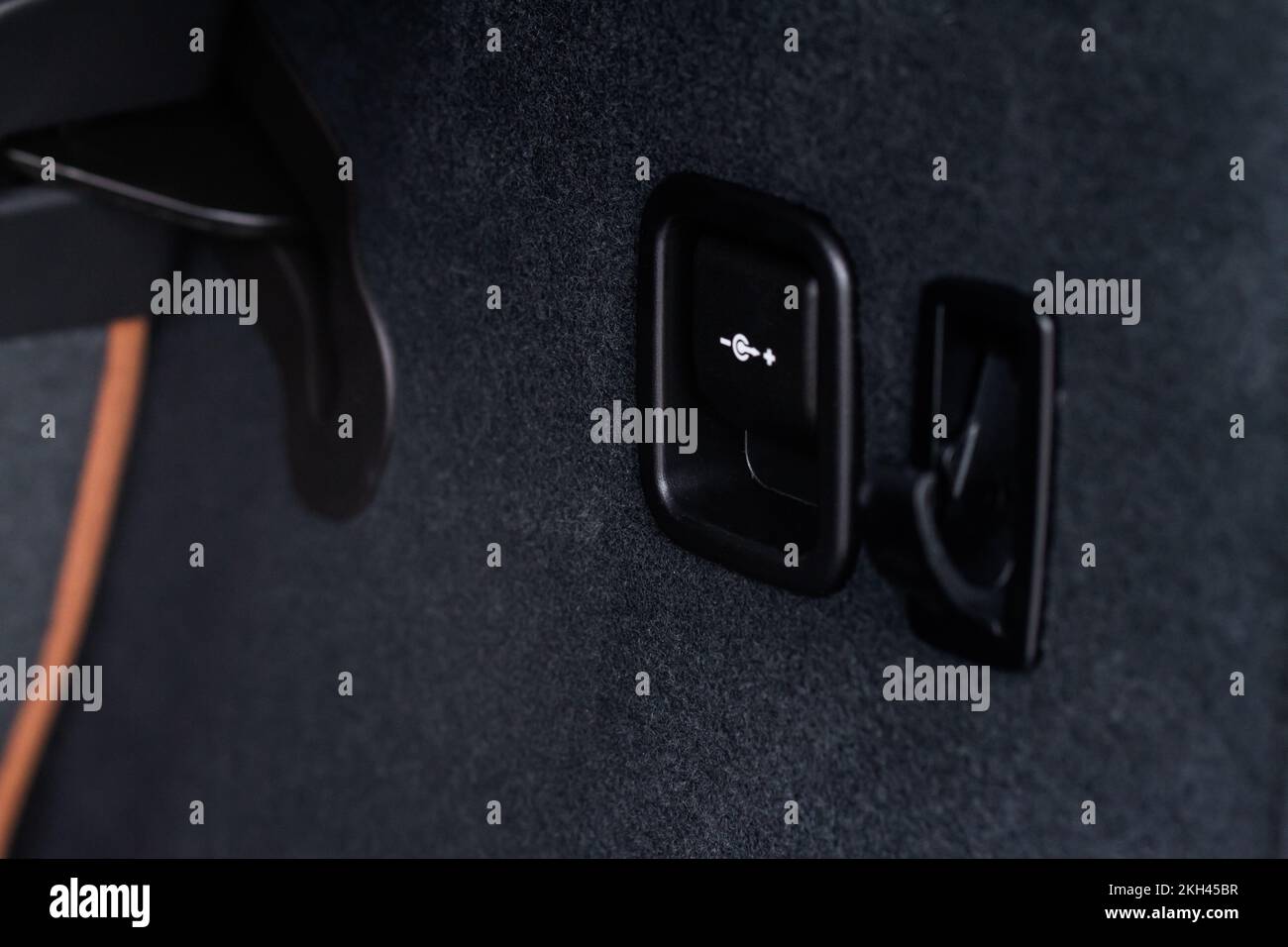 12V power outlet socket in the car. Closed socket in car Stock Photo