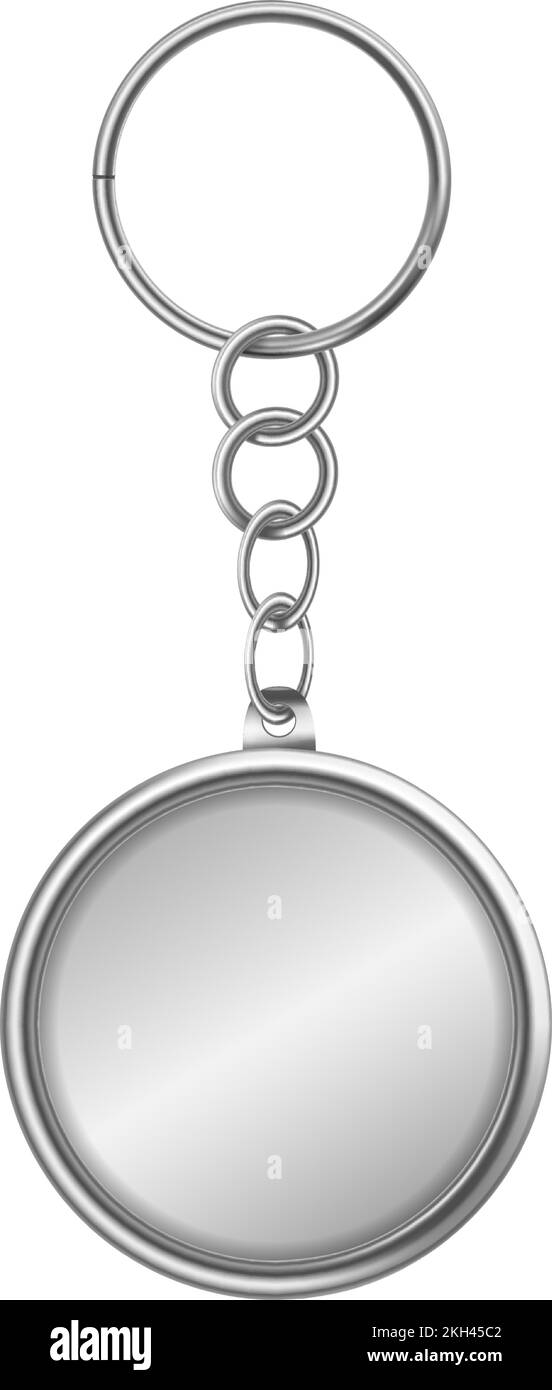 Keychain holder mockup. Realistic door key chain isolated on white